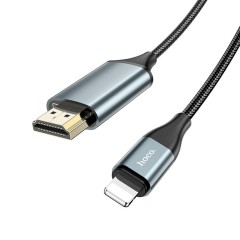 Hoco - Video Cable Adapter (UA15) - Lightning to HDMI, for iOS8.0+, 3.3V, 500mA, 1080p HD, 2m - Metal Gray
