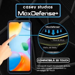Folie Sticla CASEY STUDIOS compatibila cu Xiaomi Redmi 10C, Full Glue, Duritate Militara, Ultra HD, Anti Zgarieturi, Anti Amprente, Anti Socuri, Margini Negre Negru