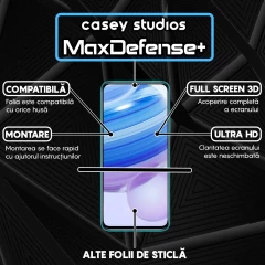 Folie Sticla CASEY STUDIOS compatibila cu Xiaomi Redmi 10X 5G / Redmi 10X Pro 5G, Full Glue, Duritate Militara, Ultra HD, Anti Zgarieturi, Anti Amprente, Anti Socuri, Margini Negre Negru