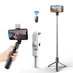 Selfie Stick Trepied Bluetooth cu Telecomanda, Lampa Led, Arpex L03S - Alb
