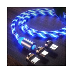 Cablu 3in1, Type-C, Micro USB, Lightning, LED, 1m Arpex - Blue