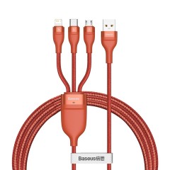 Cablu Date USB la Type-C / Lightning / Micro-USB 66W, 1,2 m, Baseus, CA1T3-07 - Portocaliu