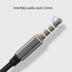 Casti cu fir in-ear Yesido, stereo, microfon, Jack 3.5mm, 1.2m, YH-22 - Negru Negru