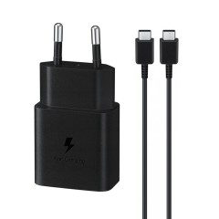 Incarcator Priza Type-C 15W, Fast Charging, Cablu Type-C la Type-C - Samsung (EP-T1510XBEGEU) - Negru