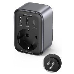 Incarcator Priza EU, 2x USB, Type-C la US, Fast Charging, 30W - Ugreen (15289) - Black