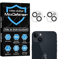 Set 2x Folie Sticla Camera MaxDefense+ compatibila cu iPhone 15 / 15 Plus Casey Studios