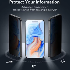 Folie pentru iPhone 15 Plus - Tempered Glass Privacy - Black Negru