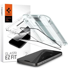 Folie pentru iPhone 15 Pro Max (set 2) - Spigen Glas.TR EZ FIT - Clear Negru 