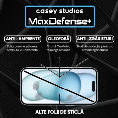 Folie Sticla iPhone 15 Plus Casey Studios Full Screen 9H + Kit de Instalare Cadou Negru