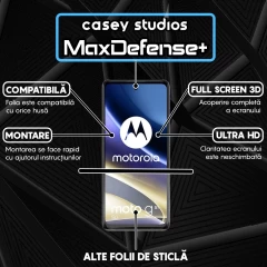 Folie Sticla CASEY STUDIOS compatibila cu Motorola Moto G51 5G, Full Glue, Duritate Militara, Ultra HD, Anti Zgarieturi, Anti Amprente, Anti Socuri, Margini Negre Negru