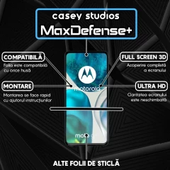 Folie Sticla CASEY STUDIOS compatibila cu Motorola Moto G52 / Moto G82 5G, Full Glue, Duritate Militara, Ultra HD, Anti Zgarieturi, Anti Amprente, Anti Socuri, Margini Negre Negru