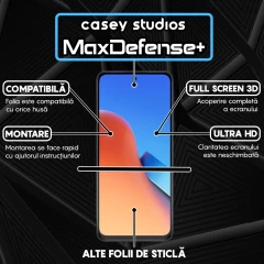 Folie Sticla CASEY STUDIOS compatibila cu Xiaomi 12 / 12X, Full Glue, Duritate Militara, Ultra HD, Anti Zgarieturi, Anti Amprente, Anti Socuri, Margini Negre Negru