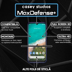 Folie Sticla CASEY STUDIOS compatibila cu Xiaomi Mi A3 / Mi CC9e, Full Glue, Duritate Militara, Ultra HD, Anti Zgarieturi, Anti Amprente, Anti Socuri, Margini Negre Negru