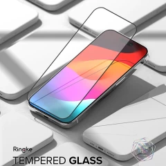 Folie pentru iPhone 15 Pro - Ringke Cover Display Tempered Glass - Black Negru