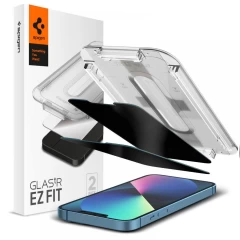 Pachet 2x Folie Sticla iPhone 13 / 13 Pro / 14 Spigen Privacy Glas.TR EZ-FIT - Black Black