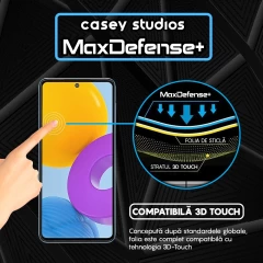Folie Sticla CASEY STUDIOS pentru Samsung Galaxy M52 5G, Full Glue, Duritate Militara, Ultra HD, Protectie Profesionala Ecran 3D, Anti Zgarieturi, Anti Amprente, Anti Socuri, Margini Negre Negru