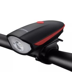 Lanterna bicicleta cu acumulator si claxon RockBros 7588-R - Rosu