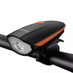 Lanterna bicicleta cu acumulator si claxon RockBros 7588-OR - Portocaliu