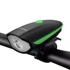 Lanterna bicicleta cu acumulator si claxon RockBros 7588-G - Verde