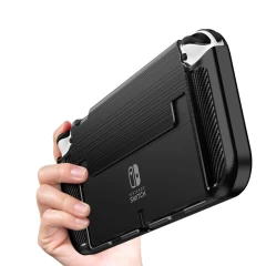 Husa Nintendo Switch OLED Arpex Carbon Silicone - Black Black