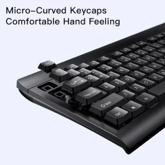 Yesido - Wireless Keyboard and Mouse Set (KB12) - Intelligent Hibernation, Plug&Play - Black Negru