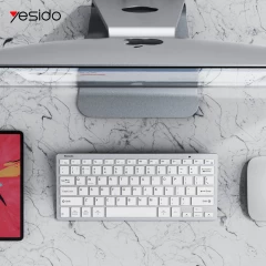 Yesido - Wireless Keyboard (KB11) - Support Multi-Device Sharing, Quick Response - White Alb