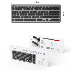 Tastatura Inteligenta Wireless pentru Laptop, Tableta, Windows, Mac, Linux - Yesido (KB10) - Grey Gri