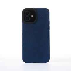 Husa iPhone 12 Casey Studios Grained Leather - Albastru
