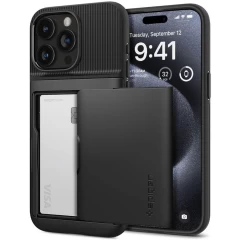Husa pentru iPhone 15 Pro - Spigen Slim Armor CS - Black Negru