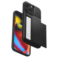 Husa pentru iPhone 15 Pro - Spigen Slim Armor CS - Black Negru