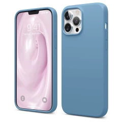 Husa iPhone 13 Pro Casey Studios Premium Soft Silicone - Roz Cadet Blue 