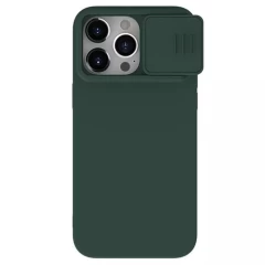 Husa pentru iPhone 15 Pro Max - Nillkin CamShield Silky MagSafe Silicone - Mint Green Verde Inchis 