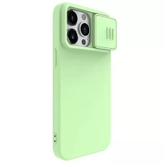 Husa pentru iPhone 15 Pro Max - Nillkin CamShield Silky MagSafe Silicone - Mint Green Verde