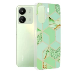 Husa pentru Xiaomi Redmi 13C 4G / Poco C65 - Techsuit Marble Series - Bloom of Ruth Gray Verde 