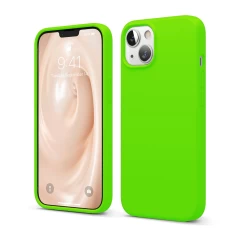Husa iPhone 13 Mini Casey Studios Premium Soft Silicone - Orange Neon Green 