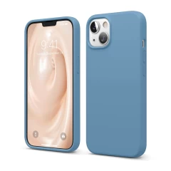 Husa iPhone 13 Mini Casey Studios Premium Soft Silicone - Nectarine Cadet Blue 
