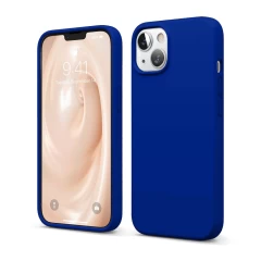 Husa iPhone 13 Mini Casey Studios Premium Soft Silicone - Nectarine Dark Blue 