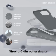 Husa iPhone 12/12 Pro Casey Studios Premium Soft Silicone - Gri Inchis Gri Inchis