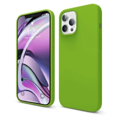 Husa iPhone 12/12 Pro Casey Studios Premium Soft Silicone - Gri Inchis Acid Green 