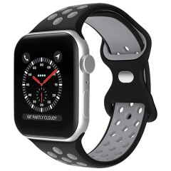 Curea Apple Watch 1/2/3/4/5/6/7/8/SE - 38/40/41 MM Silicone Sport Loop Casey Studios, din Silicon, cu Perforatii Casey Studios - Black / Gray