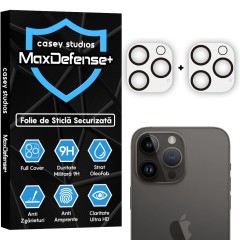 Set 2x Folie Sticla Camera MaxDefense+ compatibila cu iPhone 14 Pro Max / 14 Pro