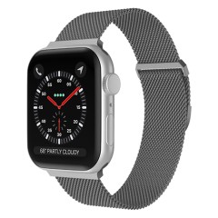 Curea Apple Watch 1/2/3/4/5/6/7/8/SE - 38/40/41 MM Milanese Dual Loop Casey Studios, Metalica Casey Studios - Silver