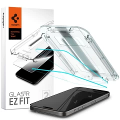 Folie pentru iPhone 15 Pro Max (set 2) - Spigen Glas.TR EZ FIT - Black transparenta 