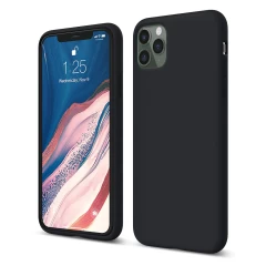 Husa iPhone 11 Pro Casey Studios Premium Soft Silicone - Nectarine Negru 