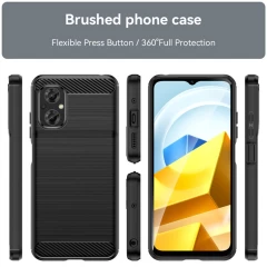 Husa pentru Xiaomi Poco M5 - Techsuit Carbon Silicone - Negru Negru