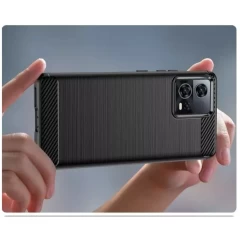 Husa pentru Motorola Edge 30 Fusion - Techsuit Carbon Silicone - Negru Negru