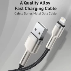 Cablu de Date USB la Lightning 2.4A, 2m - Baseus Cafule (CALJK-B01) - Negru Negru