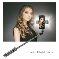 Selfie Stick Stabil Wireless cu Lumina LED Detasabila, 108cm - Techsuit Tripod Mount LED (L12D) - Negru Negru