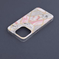 Husa pentru iPhone 14 Pro - Techsuit Marble Series - Roz Roz