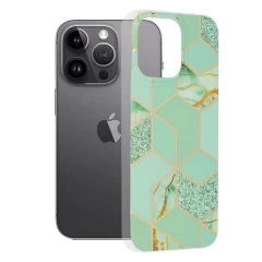 Husa pentru iPhone 14 Pro Max - Techsuit Marble Series - Roz Verde 